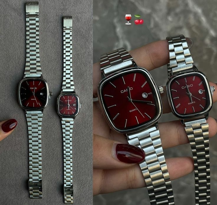 Casio Vintage Çift Saatleri Vişne Kırmızısı