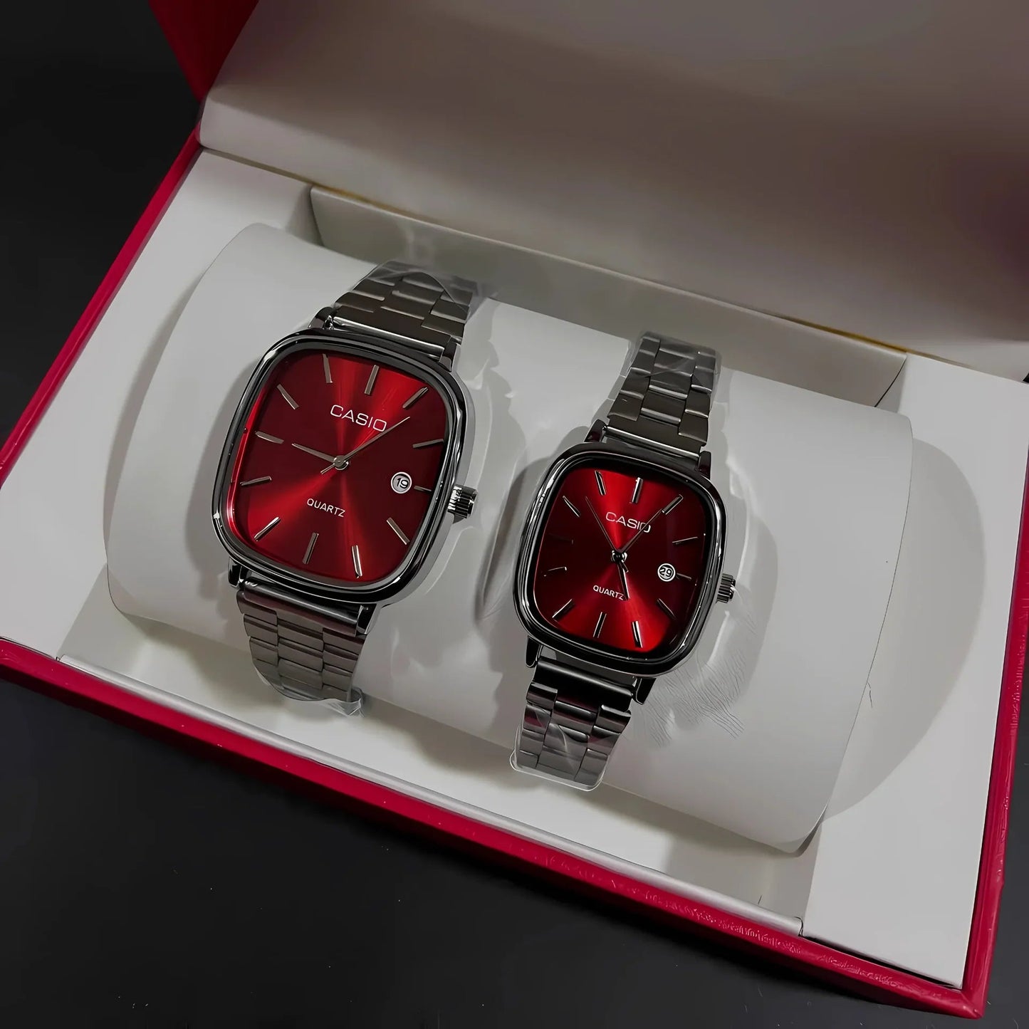 Casio Vintage Çift Saatleri Vişne Kırmızısı