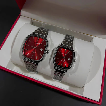Casio Vintage Çift Saatleri Vişne Kırmızısı