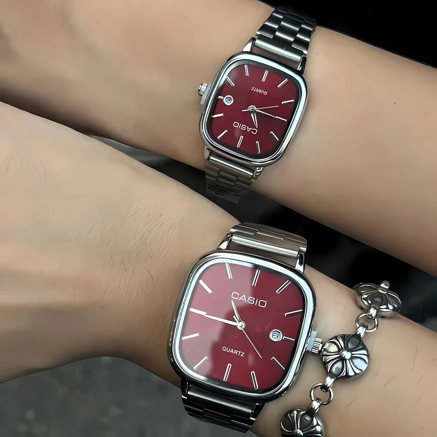 Casio Vintage Çift Saatleri Vişne Kırmızısı