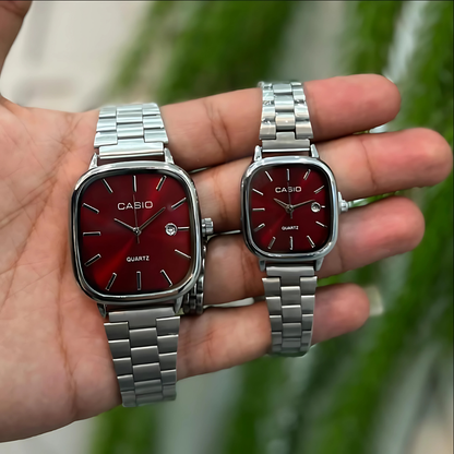 Casio Vintage Çift Saatleri Vişne Kırmızısı