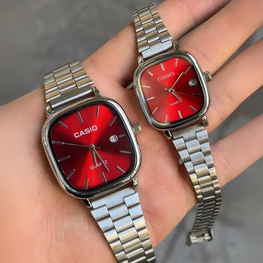 Casio Vintage Çift Saatleri Vişne Kırmızısı