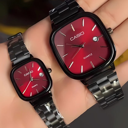 Casio Vintage Çift Saatleri Vişne Kırmızısı