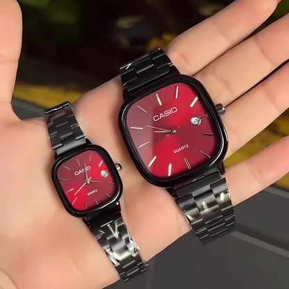 Casio Vintage Çift Saatleri Vişne Kırmızısı